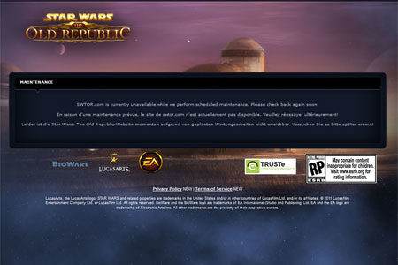 SWTOR – Site hors ligne