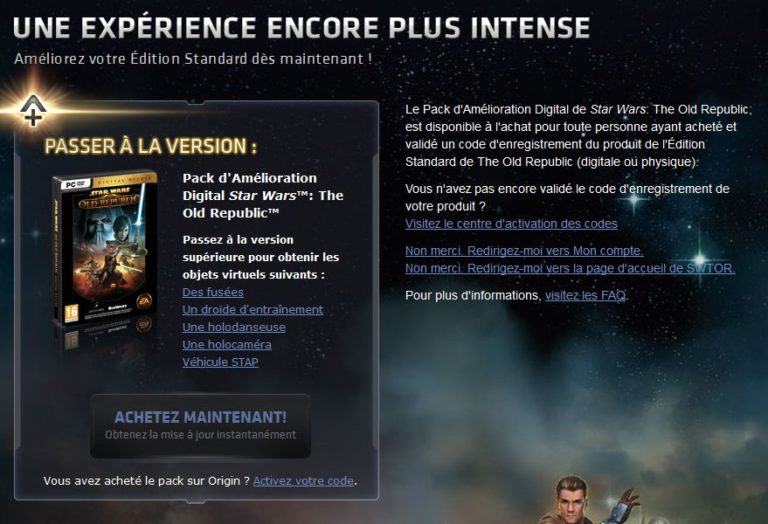 SWTOR – Le Pack d&rsquo;Amélioration Digitale