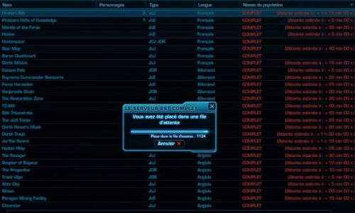 SWTOR – Files d&rsquo;attente