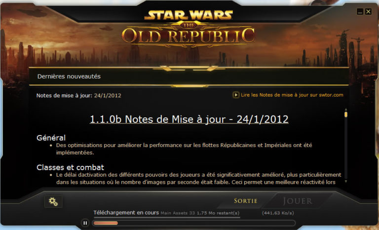 SWTOR – Patch Notes 1.1.0b