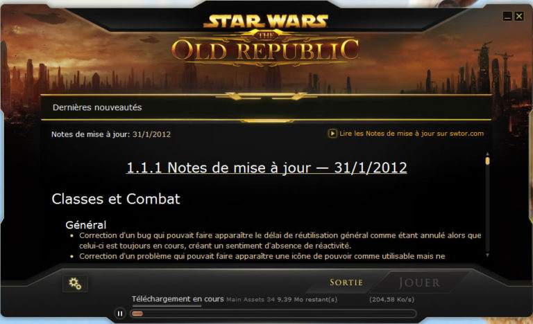 SWTOR – Patch notes 1.1.1