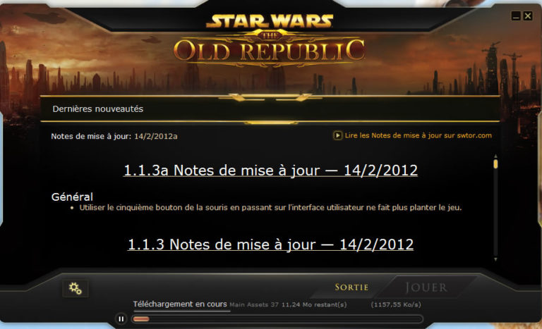 SWTOR – Patch notes 1.1.3a