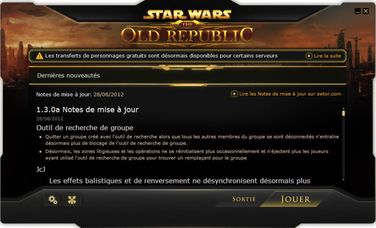 SWTOR – Patch Notes 1.3.0a