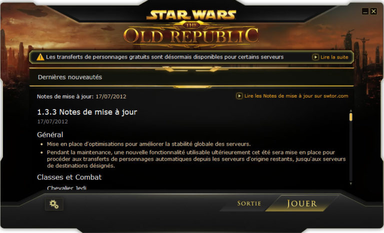 SWTOR – Patch Notes 1.3.3