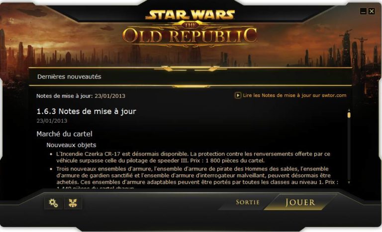 SWTOR – Patch Notes 1.6.3