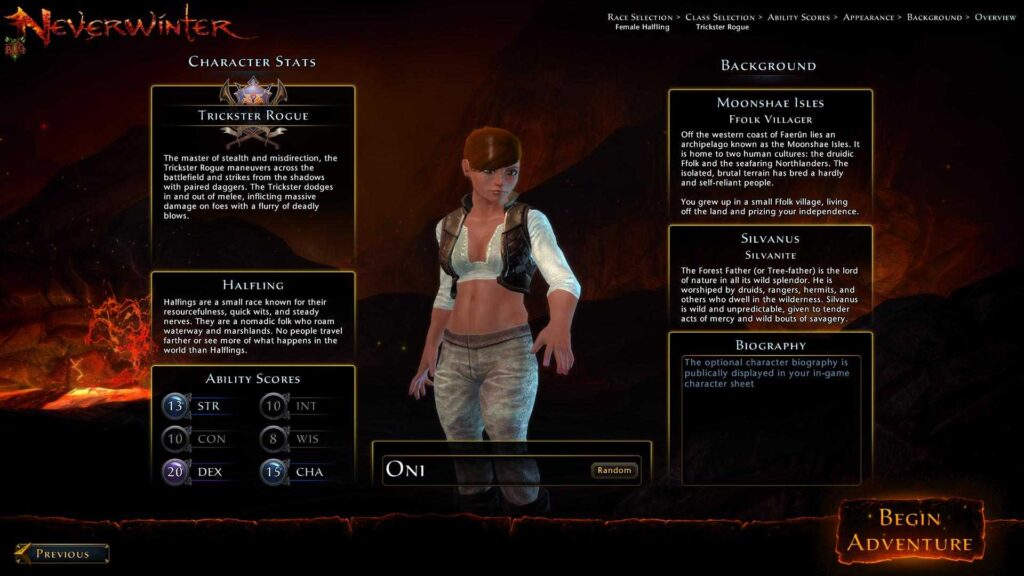 Neverwinter – Création de personnages