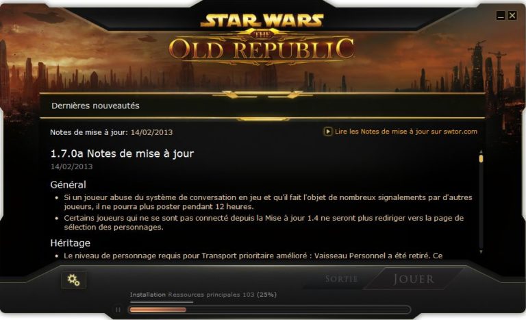 SWTOR – Patch Notes 1.7.0a