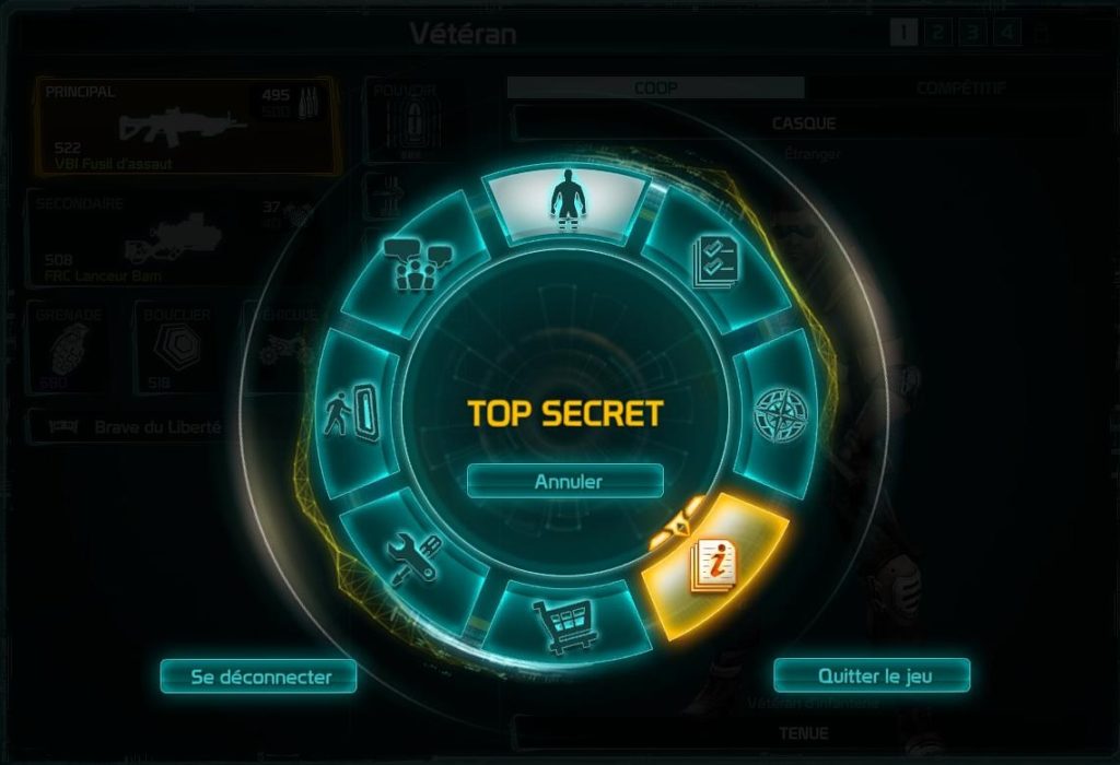 Defiance – Menu Top secret