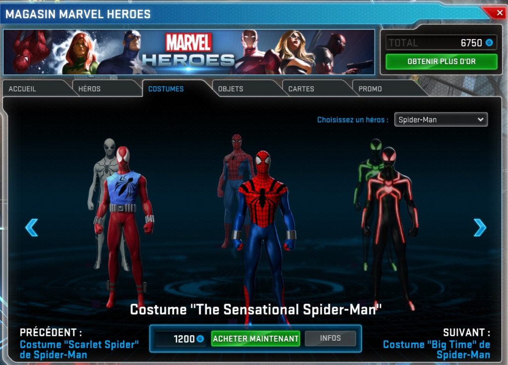 Marvel Heroes – Personnages et costumes