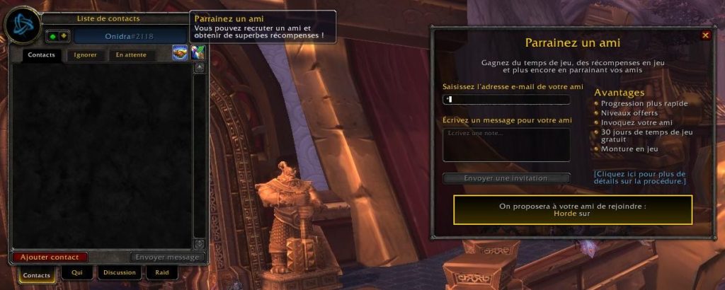 WoW – Aperçu du parrainage en jeu