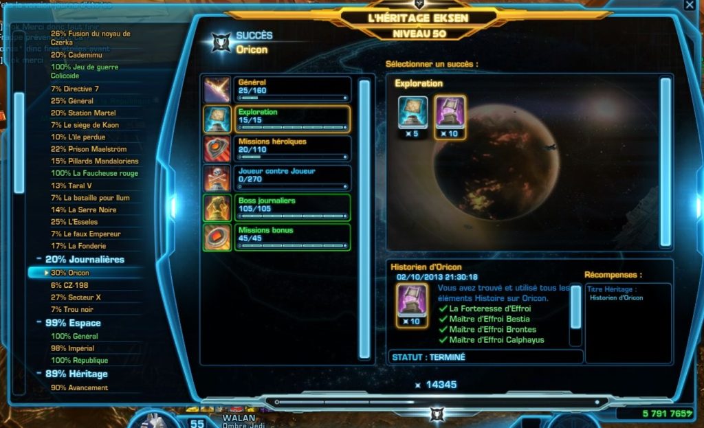 SWTOR – Eléments histoire d&rsquo;Oricon