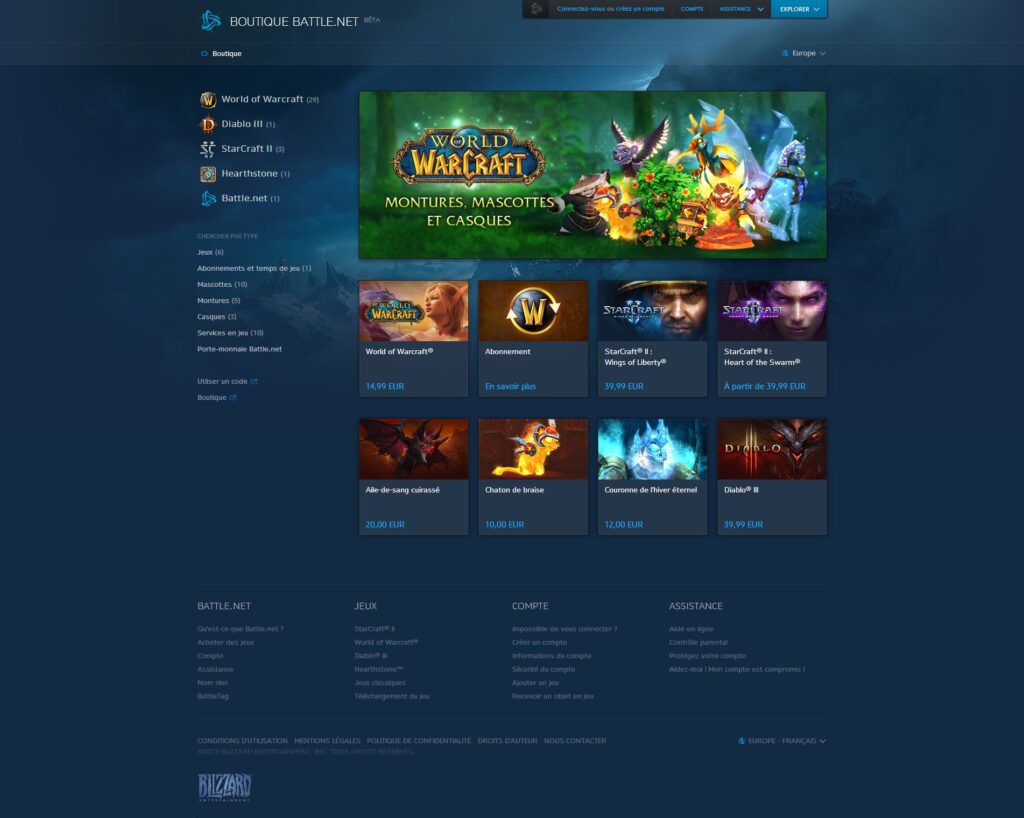 WoW – Nouvelle boutique Battle.net