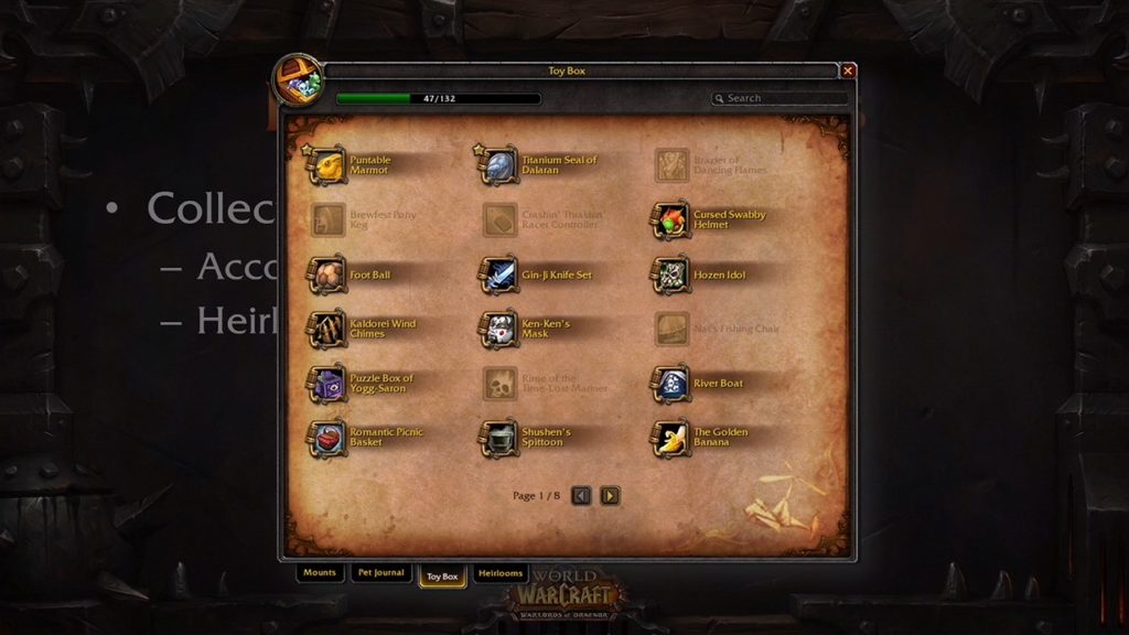 WoW – WoD : races, réputations, jouets