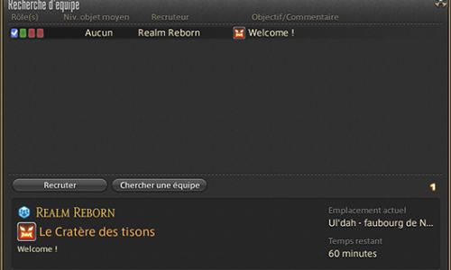 FFXIV – Fonction de recherche d&rsquo;équipe