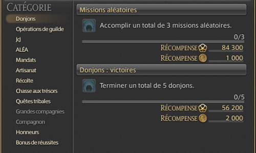FFXIV – Carnet d&rsquo;objectifs