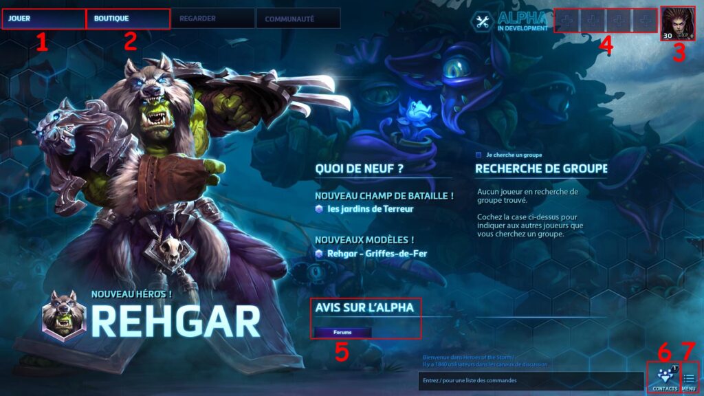 Heroes : guide des menus