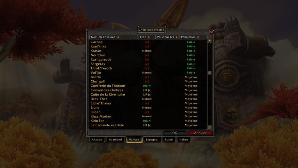 WoW – Débutants #3 – Serveurs et personnage