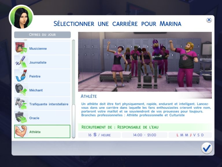 Les Sims 4 – Carrière Athlète