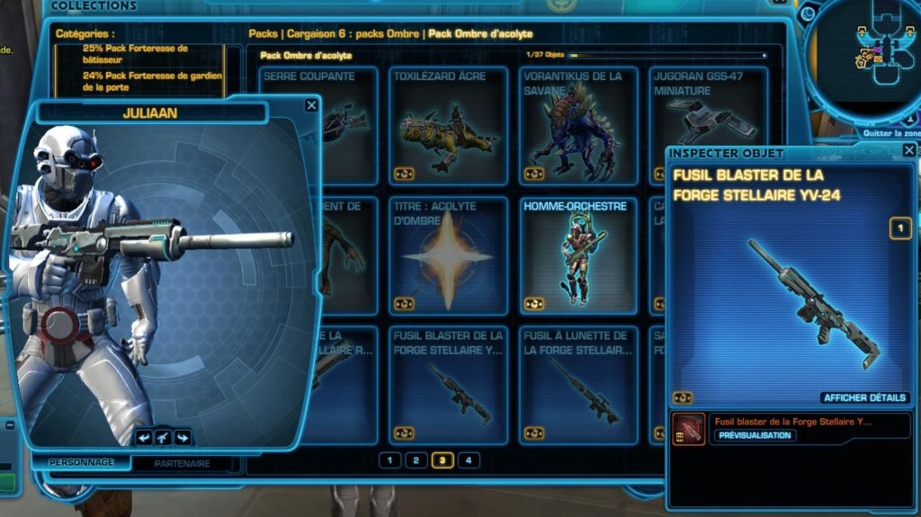 SWTOR – Marché du Cartel : Pack d&rsquo;Ombre d&rsquo;Acolyte