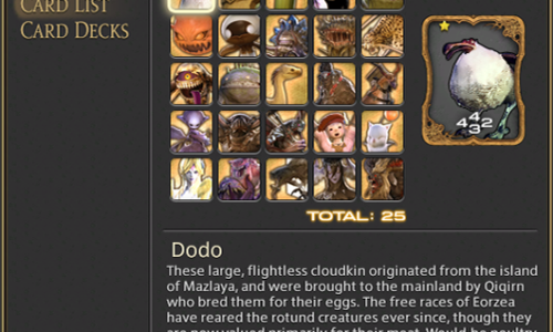 FFXIV – Triple Triade : liste des cartes