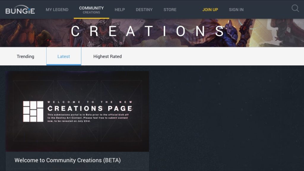 Destiny : La rubrique Créations fait son entrée