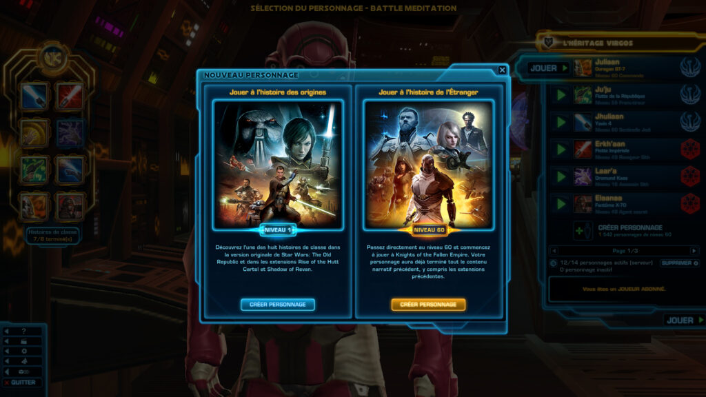 SWTOR – 4.0 – Création d&rsquo;un personnage 60