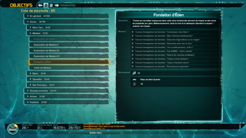 Defiance 2050 – Guide des enregistreurs de données : Madera