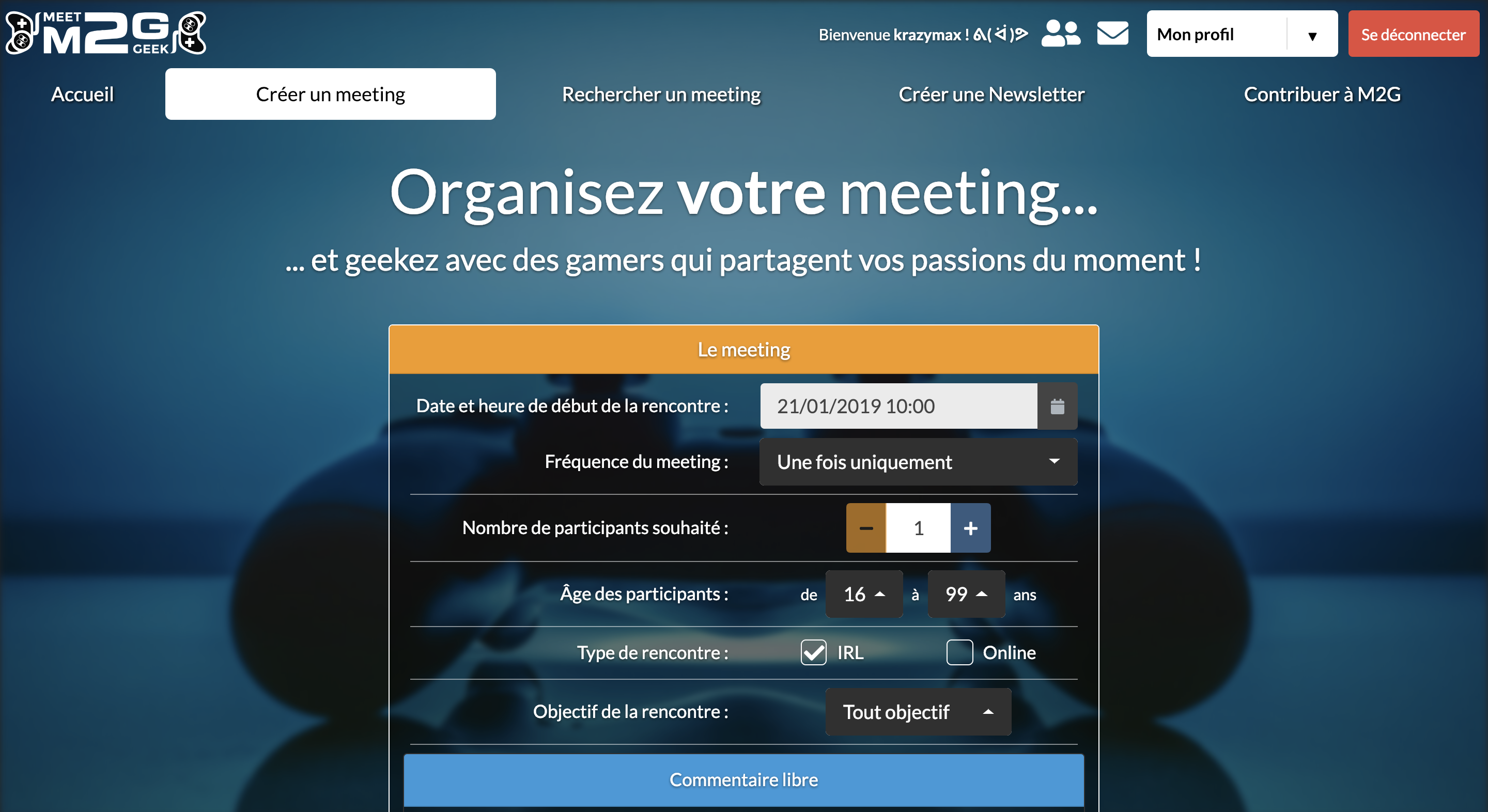 Meet2Geek – Un site de mise en relation de joueurs