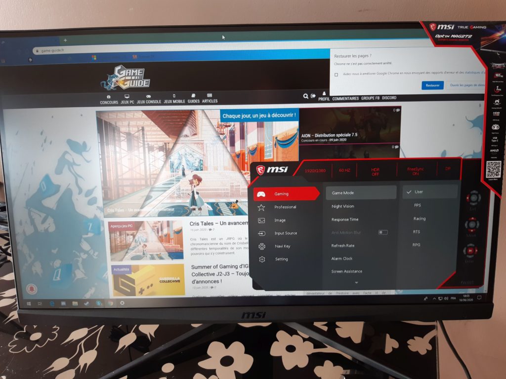 MSI – Moniteur Optix MAG272